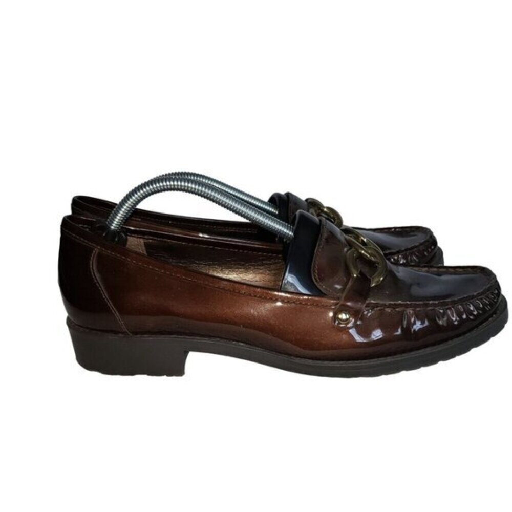 AK Anne Klein iFlex Aklina  Brown Patent Leather Loafer Womens‎ Shoes Size 9.5 M
